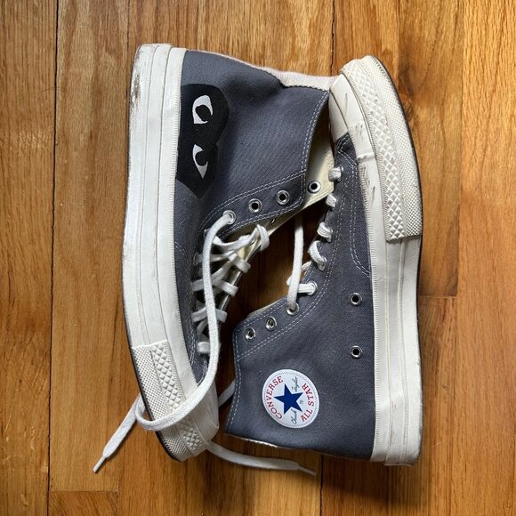 Men's Comme de Garcons PLAY Converse All Star Sneakers - Grey Size 10 - GUC - Picture 1 of 7